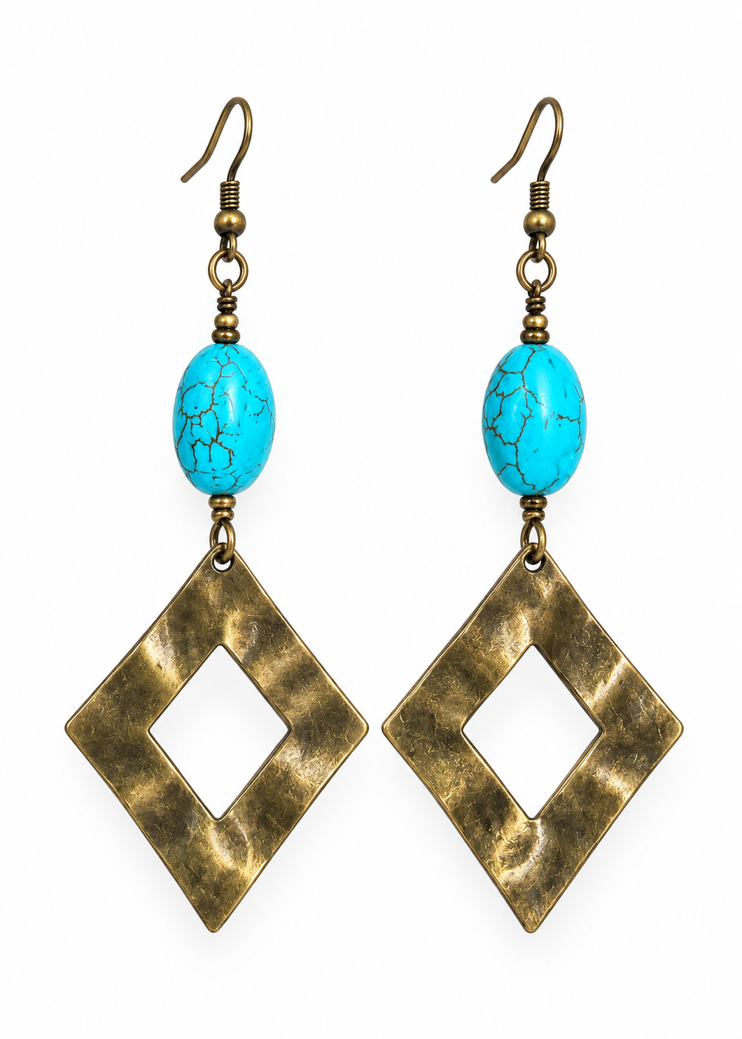 122176 R3-93 BRASS DIAMOND AND TURQUOISE ER
