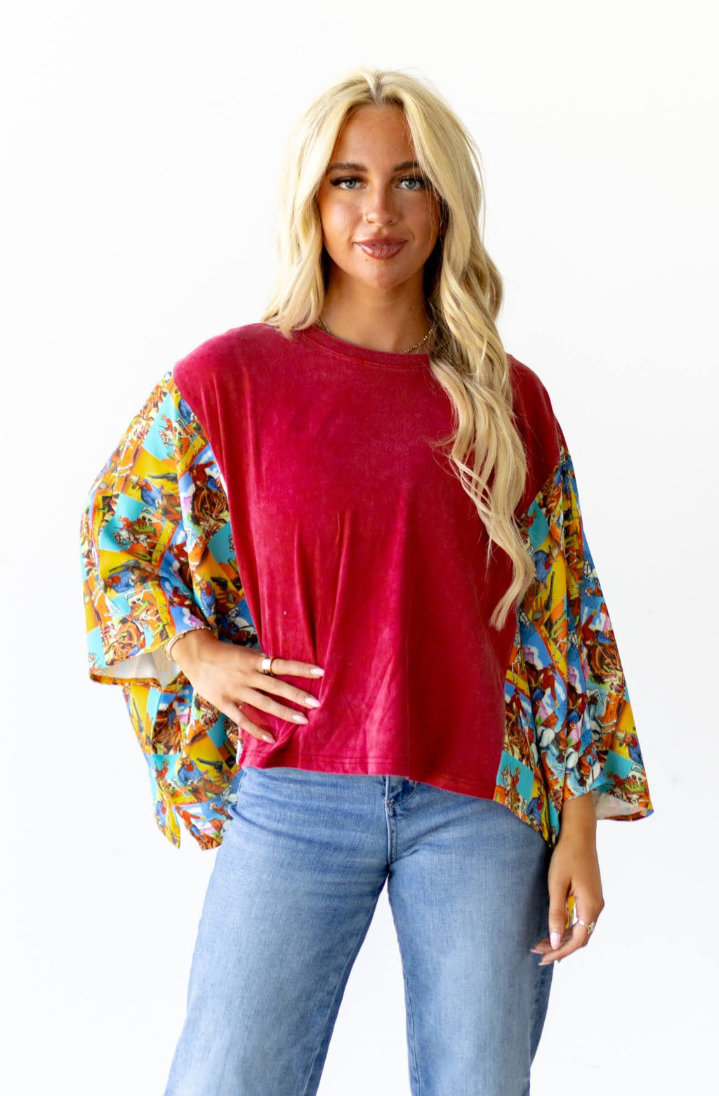 JD102 SLEEVED TEE - RED POPART