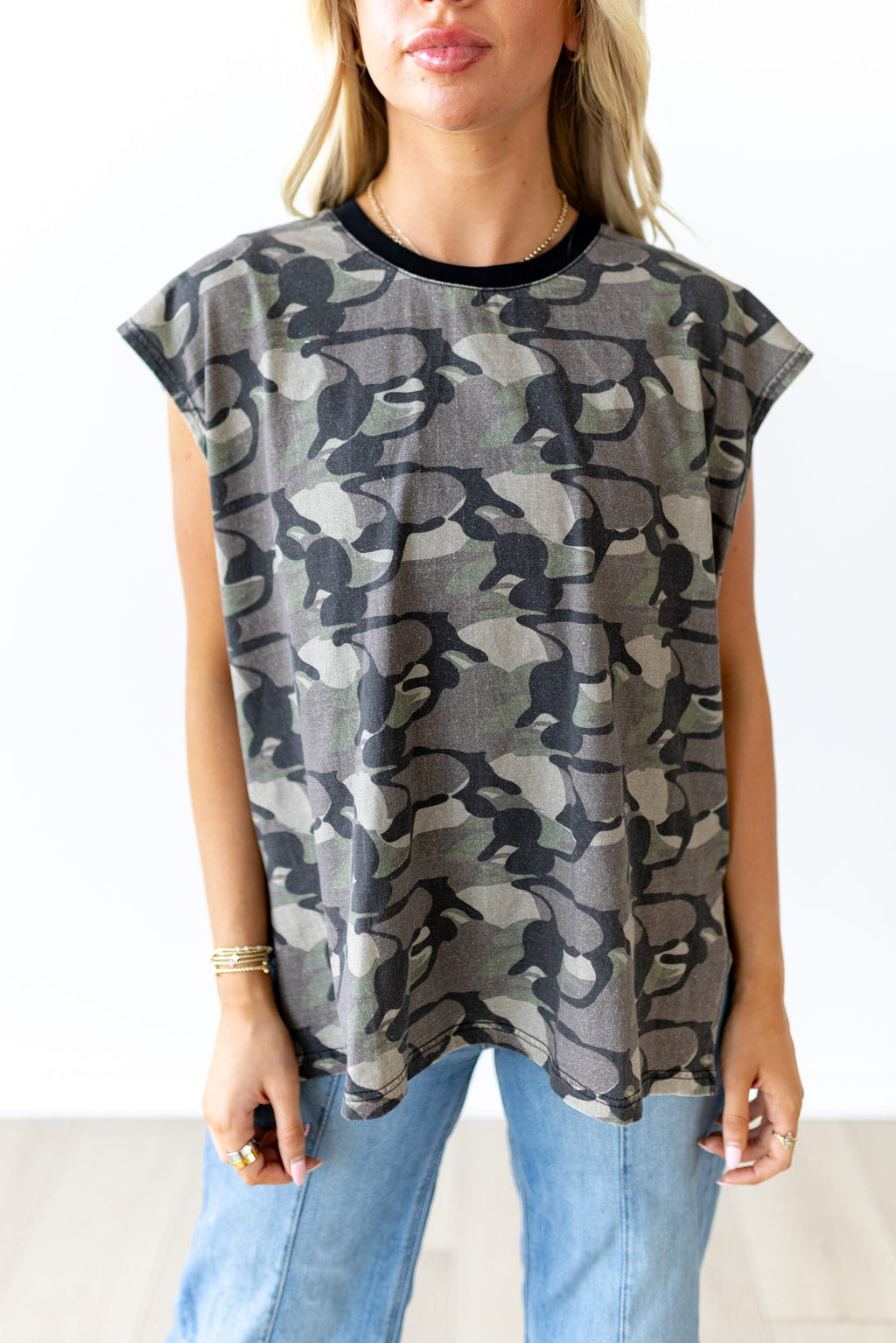 JD109 BOYFRIEND  TANK VINTAGE CAMO