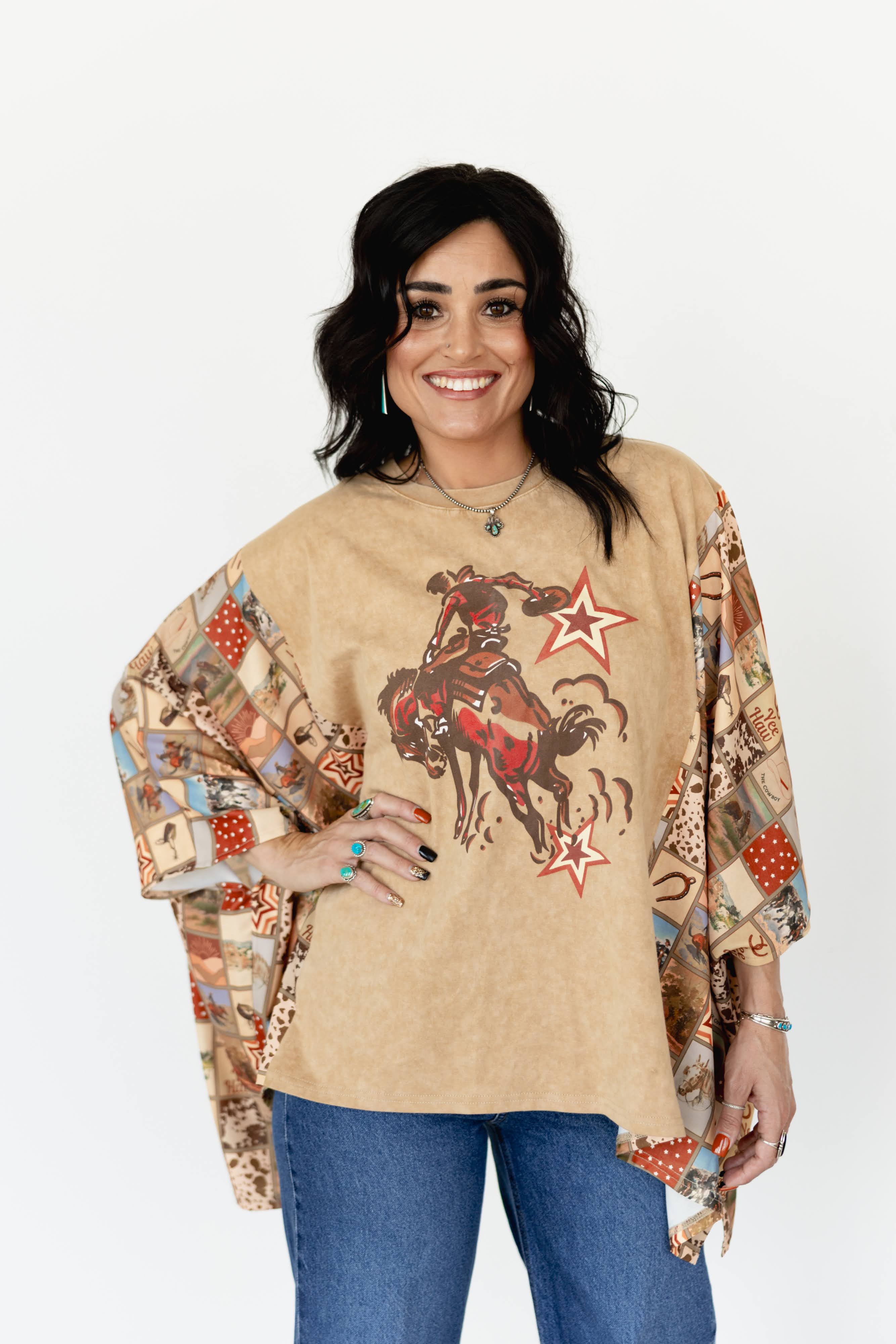 JD108 PONCHO- STAR COWBOY (ONE SIZE)