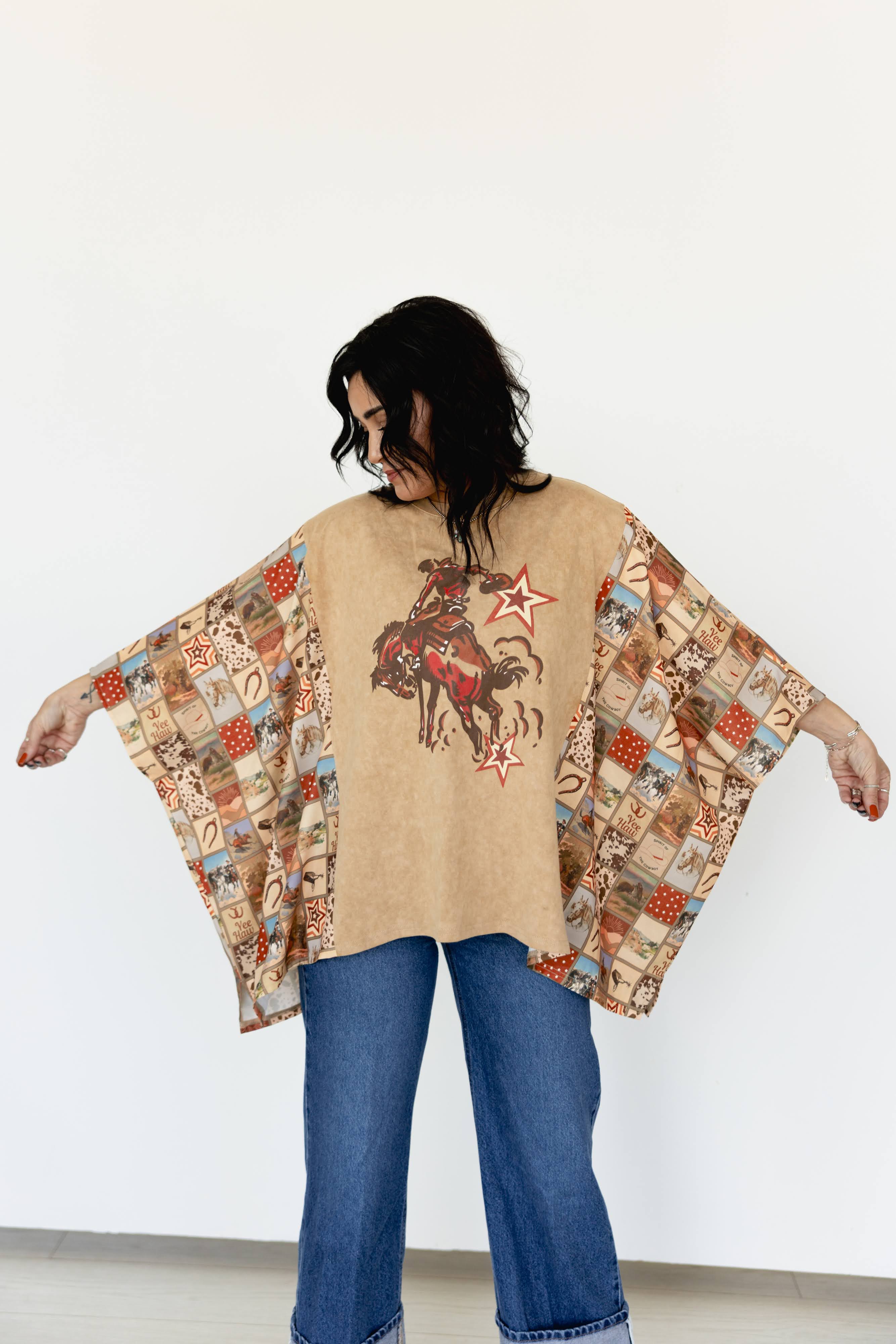 JD108 PONCHO- STAR COWBOY (ONE SIZE)