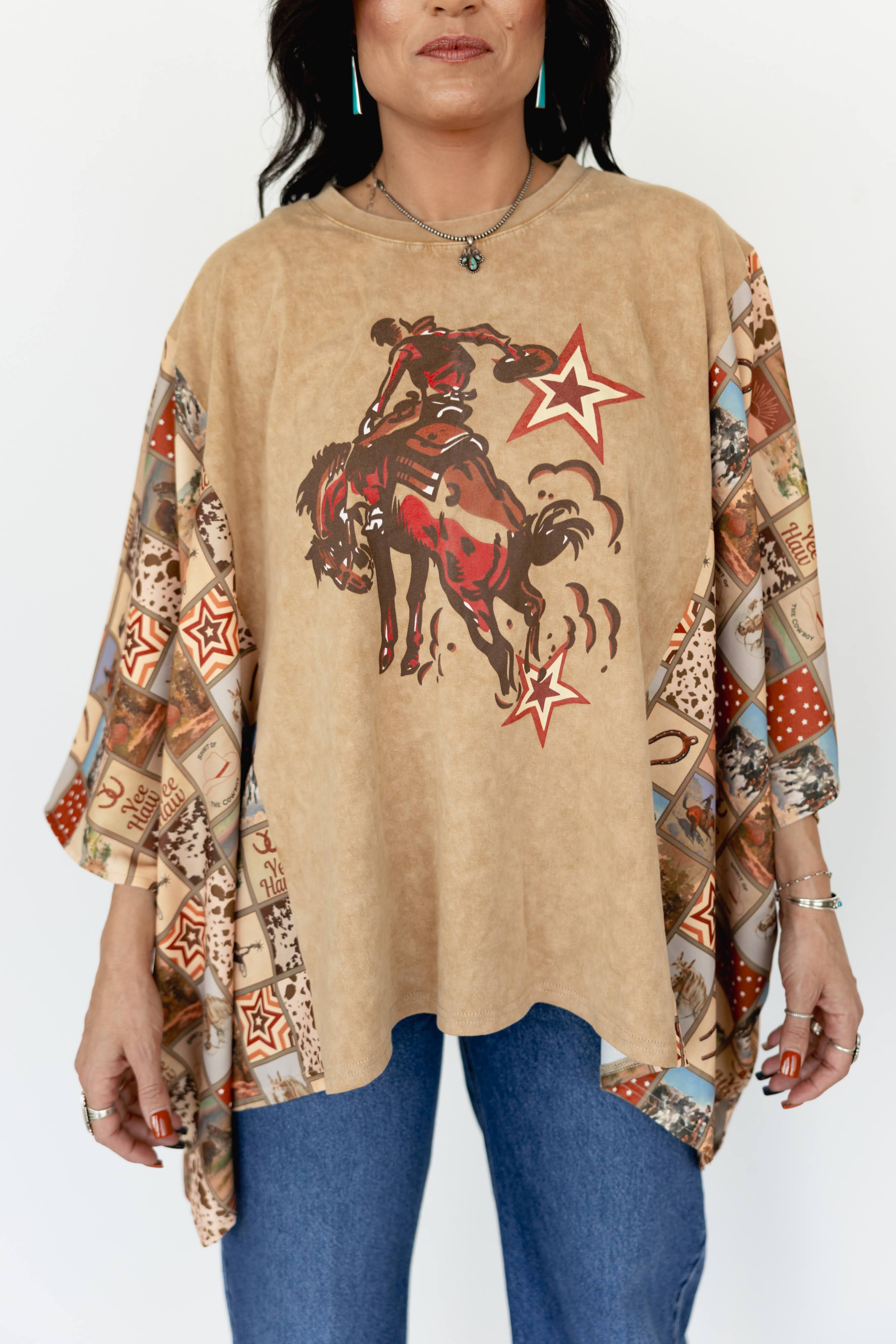 JD108 PONCHO- STAR COWBOY (ONE SIZE)