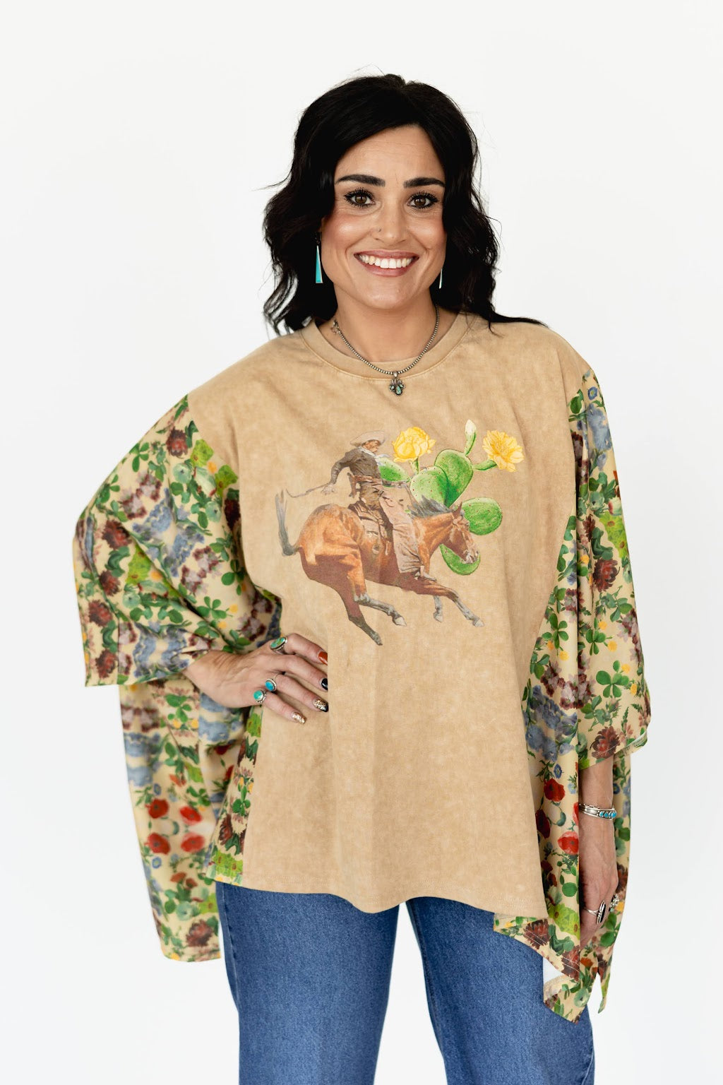 JD108 PONCHO- CACTUS COWBOY (ONE SIZE)