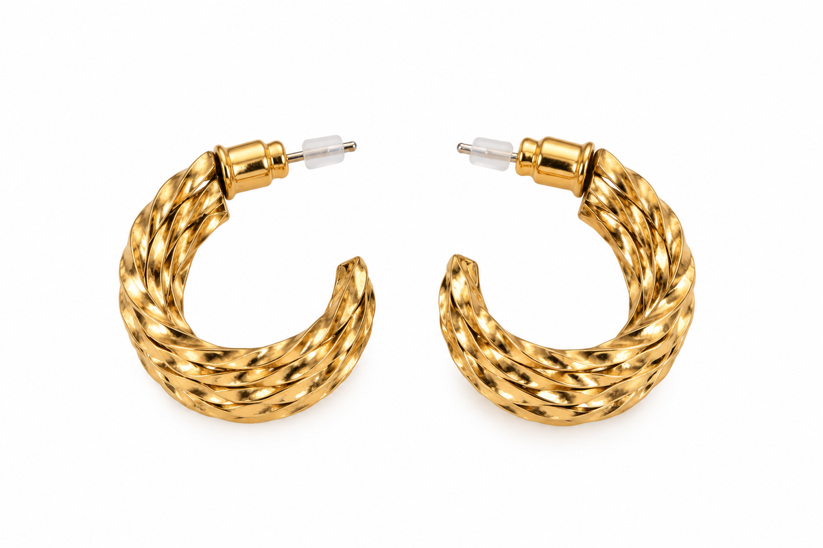 050 GOLD R3-12 PLATED STAINLESS STEEL HOOP ER